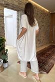 Made in Italy Perfect Pocketed T Shirt Dress Stone Marl /33 =